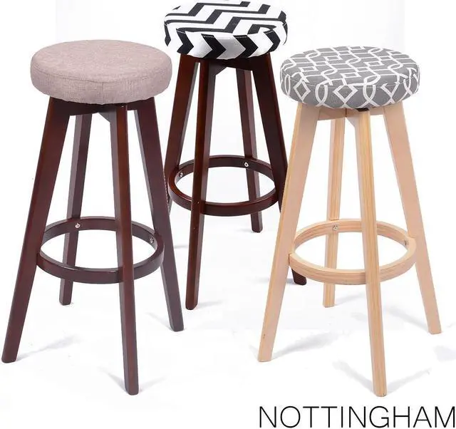 Alt view image 4 of 4 - Nottingham Contemporary Wood/Fabric Barstool - Beige Linen