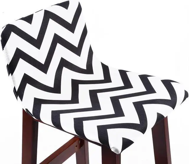 Alt view image 2 of 4 - Set of 2 Chelsea Contemporary Wood/Fabric Barstool - Black/White Chevron