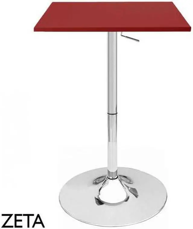 Main image of Set of 4 Modern Home Zeta Contemporary Adjustable Height 24" Bar Table (Red)