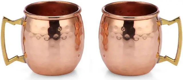 Main image of Modern Home Set of 2 Handmade 100% Copper Moscow Mule Shot Glasses 2oz  Hammered Mini Mugs