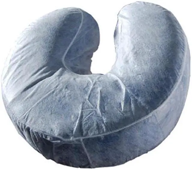 Alt view image 2 of 3 - Royal Massage Set of 50 Disposable Fitted Face Cradle Covers - Massage Table Headrest Sheet with Non-Stick Elastic Grip