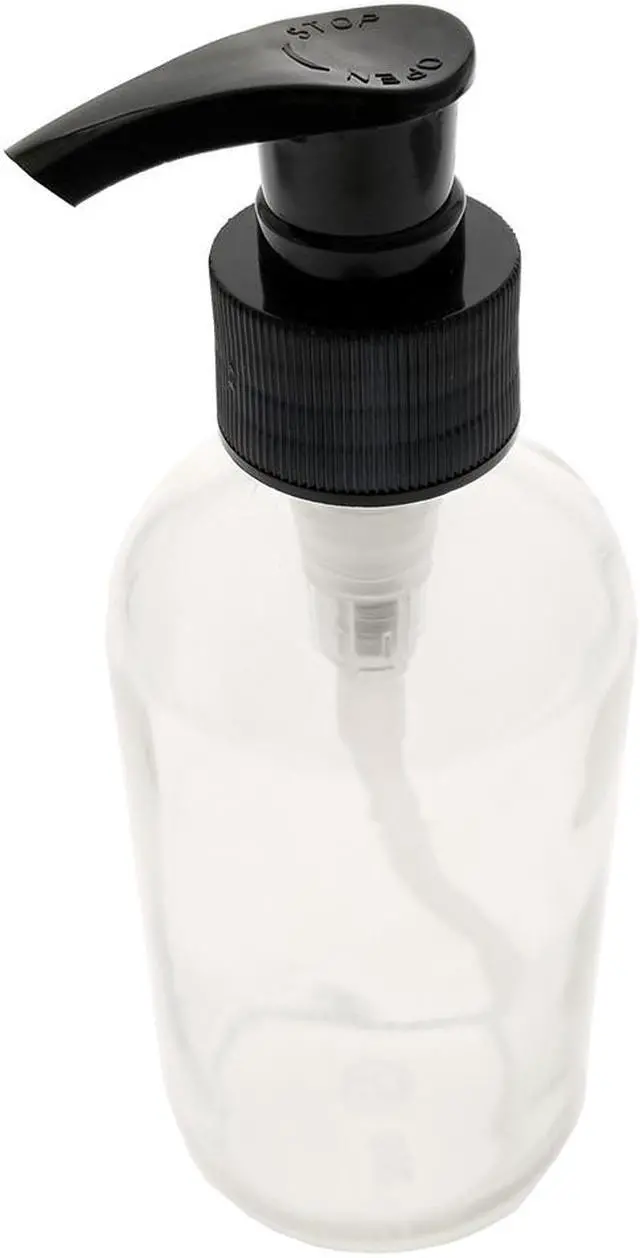 Alt view image 2 of 2 - Royal Massage Boston Round Glass Bottle with Saddle Pump - Clear 8oz