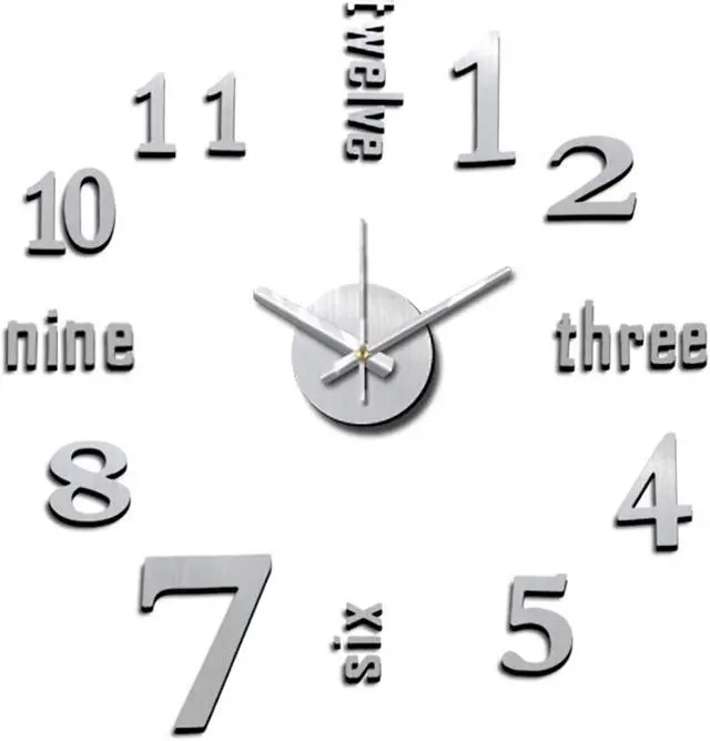 Main image of Modern Home Self Adhesive DIY 3D Wall Clock - Linus Metal