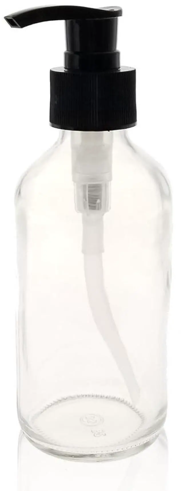 Main image of Royal Massage Boston Round Glass Bottle with Saddle Pump - Clear 8oz