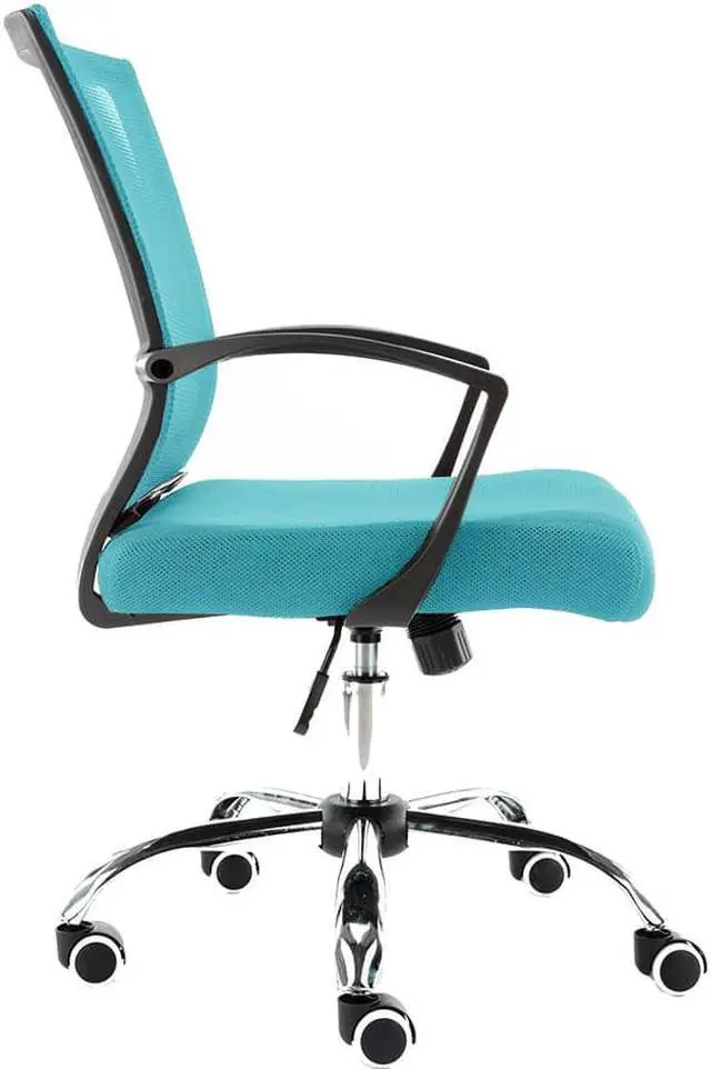 Alt view image 3 of 7 - Modern Home Zuna Mid-Back Office Chair - Black/Aqua