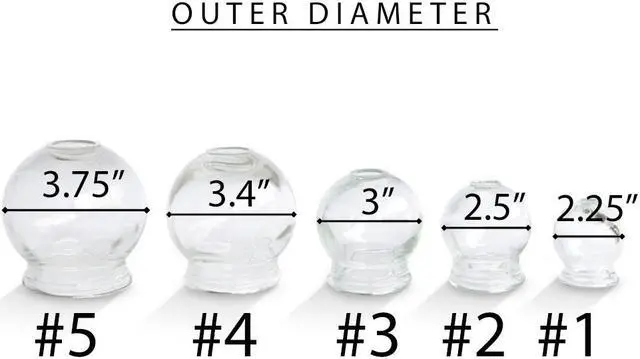Alt view image 3 of 7 - Royal Massage Glass Fire Cupping Jars Thick Glass Cupping Set 4 Sizes Vacuum Cupping Glass Fire Cupping Jars with Finger Grips (#4 - Set of 15)