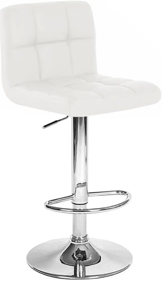 Main image of Set of 2 Modern Home Boris Contemporary Adjustable Height Bar/Counter Stool - Chrome Base/Footrest Barstool (Vanilla White)