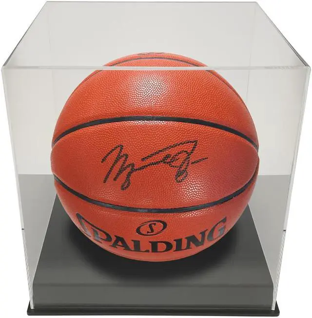 Alt view image 5 of 5 - OnDisplay Deluxe Acrylic UV-Protected Basketball/Soccer Ball Display Case - Black Base