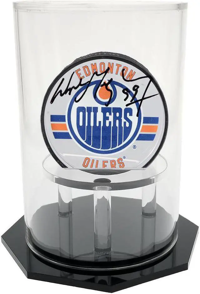 Main image of OnDisplay Deluxe UV-Protected Hockey Puck Display Case - Round Black Base