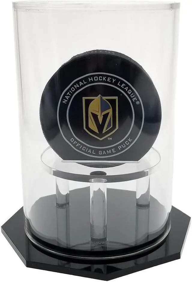 Alt view image 4 of 4 - OnDisplay Deluxe UV-Protected Hockey Puck Display Case - Round Black Base