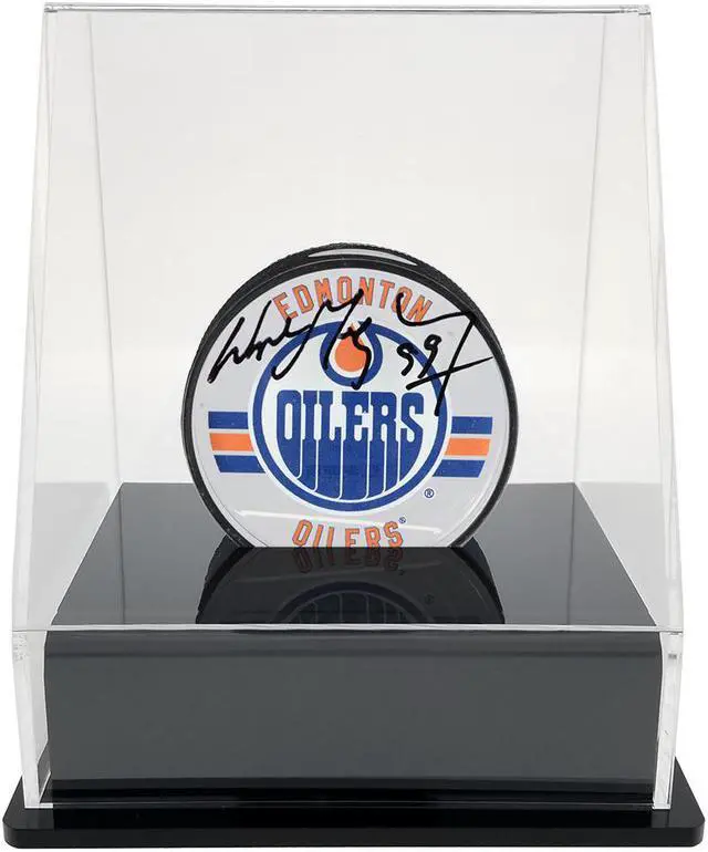 Alt view image 6 of 7 - OnDisplay Deluxe UV-Protected Hockey Puck Display Case - Angle Black Base