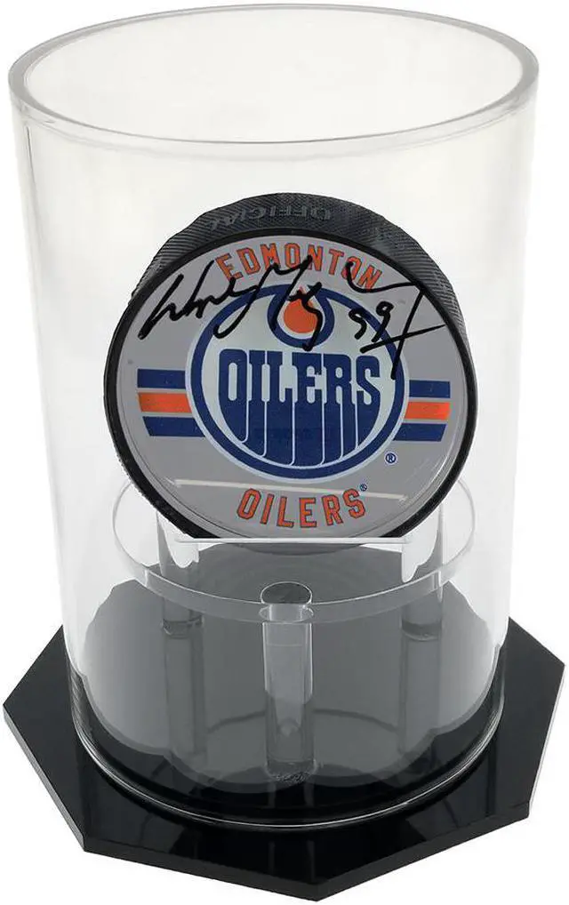 Alt view image 2 of 4 - OnDisplay Deluxe UV-Protected Hockey Puck Display Case - Round Black Base
