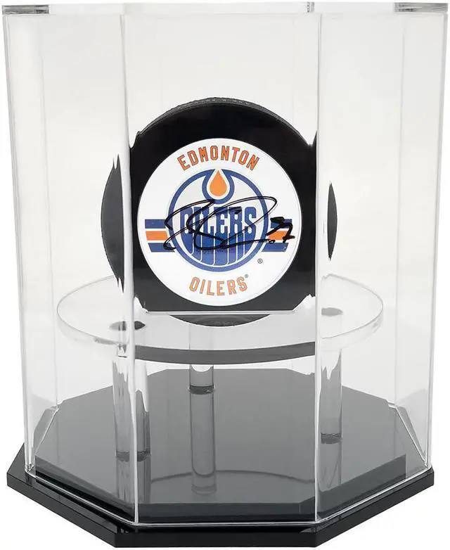 Main image of OnDisplay Deluxe UV-Protected Hockey Puck Display Case - Octagon Black Base