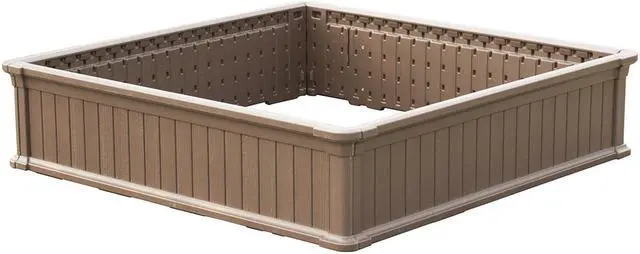 Alt view image 3 of 7 - Modern Home Raised Garden Bed Kit - Stackable Modular Flower/Planter Kit (4'x4' Brown, Set of 2)