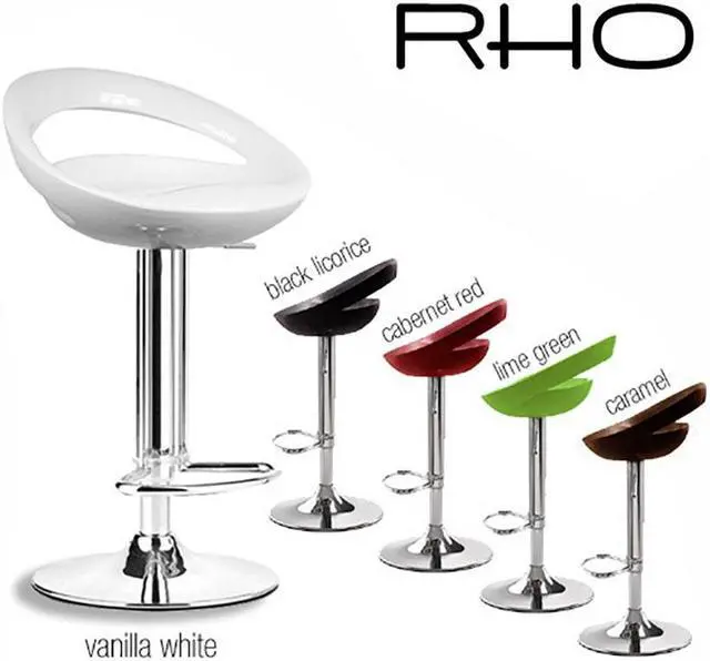 Alt view image 4 of 4 - Rho Contemporary Adjustable Barstool - Vanilla White