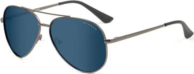 Alt view image 3 of 5 - Gunnar Maverick, Aviator style, Wire rim computer glasses, Gunmetal Frames, Sunglass Lens, 90% Blue Light and 100% UV Protection, MAV-05011