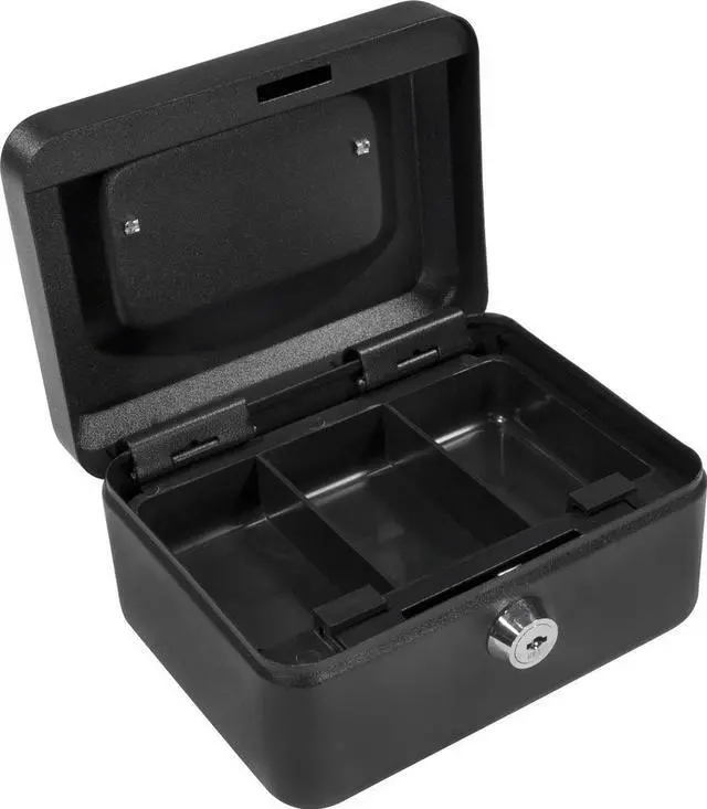 Alt view image 10 of 16 - 6 Inch Black Cash Box with Key Lock