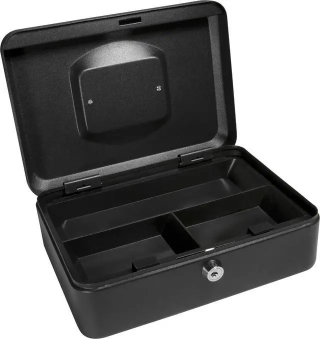 Alt view image 15 of 19 - 8 Inch Black Cash Box with Key Lock