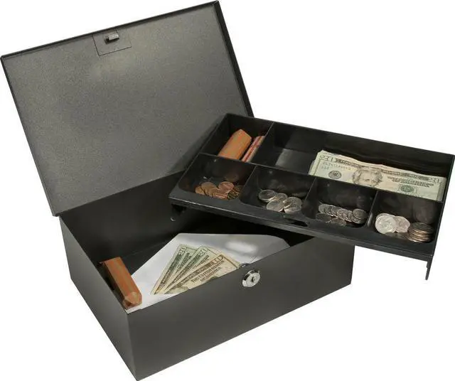 Alt view image 12 of 20 - Cash Box and 6 Compartment Coin Tray with Key Lock