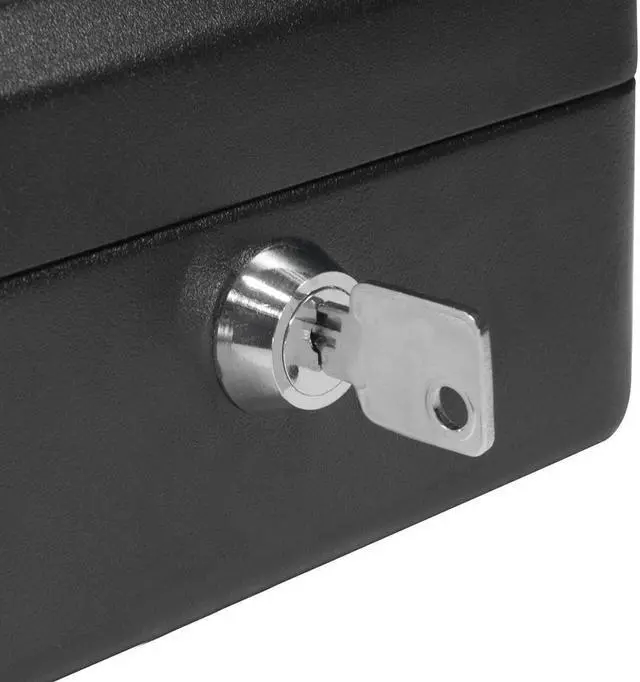 Alt view image 9 of 16 - 6 Inch Black Cash Box with Key Lock
