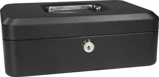 Alt view image 12 of 19 - 8 Inch Black Cash Box with Key Lock