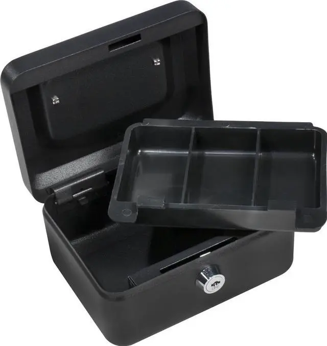 Alt view image 13 of 16 - 6 Inch Black Cash Box with Key Lock