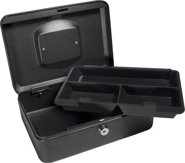 Alt view image 14 of 19 - 8 Inch Black Cash Box with Key Lock