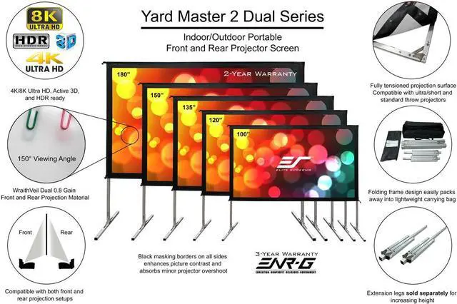 Alt view image 5 of 20 - Elite Screens OMS100H2-DUAL Yard Master 2 Dual Series Outdoor Projector Screen