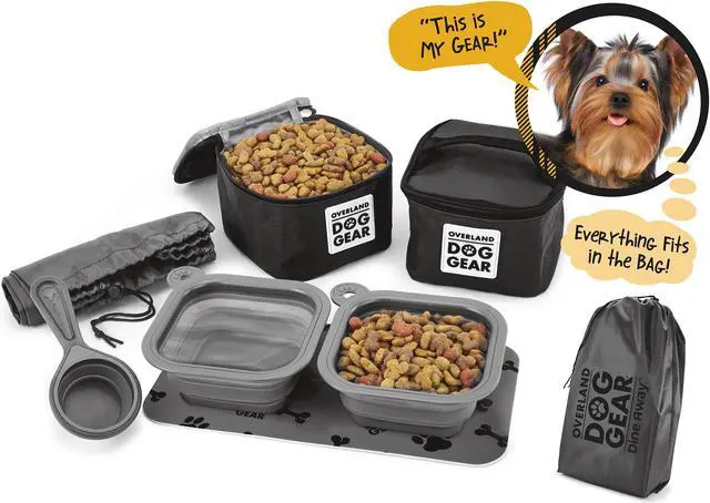 Alt view image 5 of 5 - Mobile Dog Gear Dine Away Dog Travel Bag for Small Dogs with Dog Bowl Black
