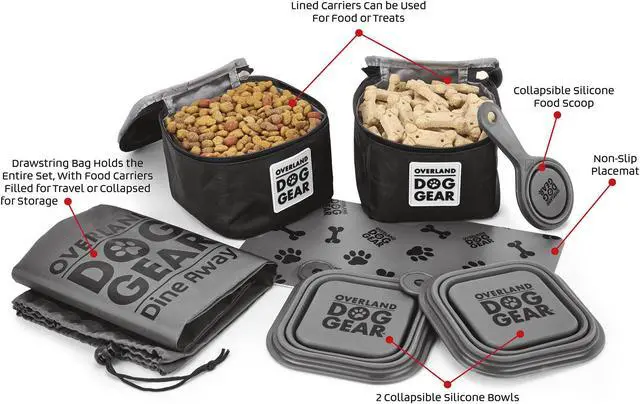 Alt view image 4 of 5 - Mobile Dog Gear Dine Away Dog Travel Bag for Small Dogs with Dog Bowl Black