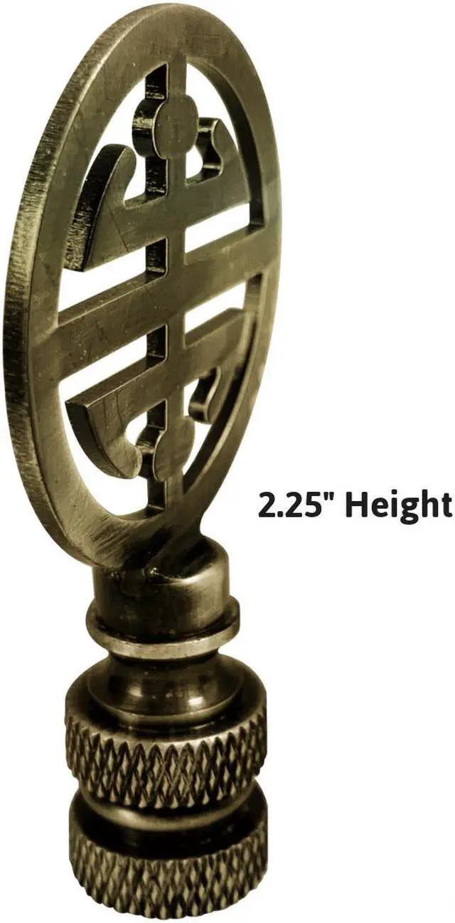 Alt view image 2 of 4 - Classic 4 Blessings Asian Lamp Finial Antique Brass Metal 2.25"h