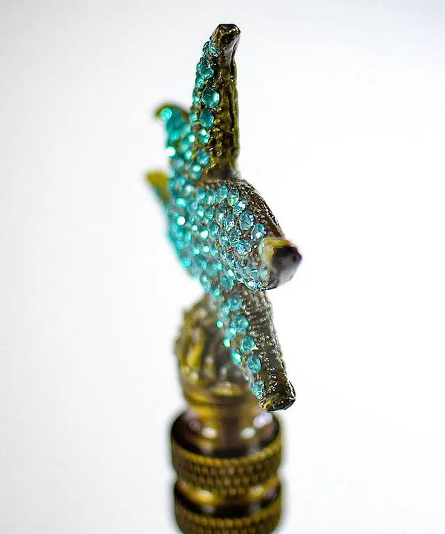 Alt view image 5 of 6 - Starfish with Aegean Blue Glass Lamp Finial Antique Metal 2.5"h
