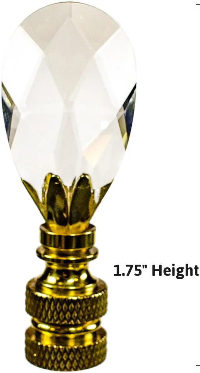 Alt view image 2 of 6 - Stephanov Crystal Small Tear Drop Lamp Finial Polished Brass 2.5"h