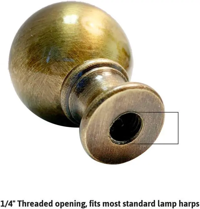 Alt view image 2 of 4 - Solid Sphere Round Lamp Finial Antique Brass 1.75"h