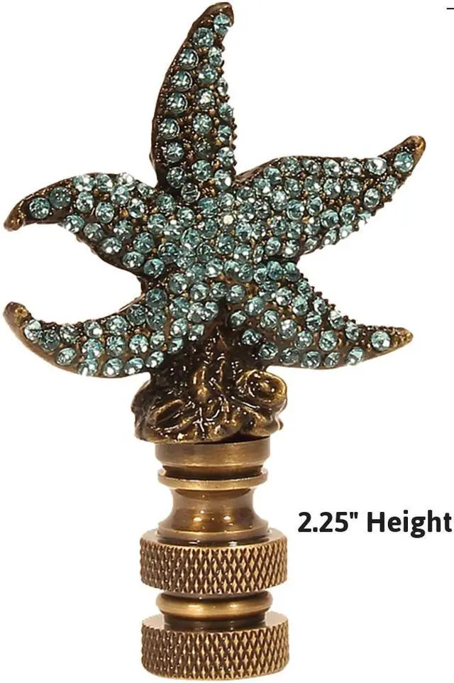 Alt view image 3 of 4 - Starfish with Aagean Blue Glass Ceiling Fan Pull Antique Metal 2.25"h