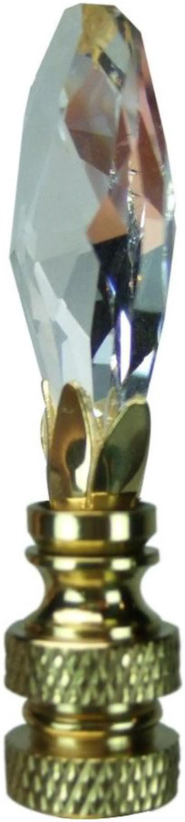 Alt view image 3 of 6 - Stephanov Crystal Small Tear Drop Lamp Finial Polished Brass 2.5"h