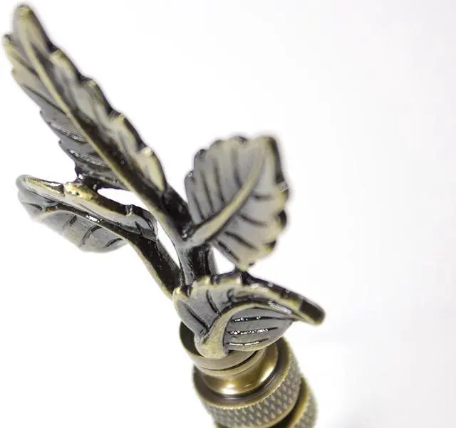 Alt view image 3 of 6 - Leaves Lamp Finial Antique Brass Metal 3"h