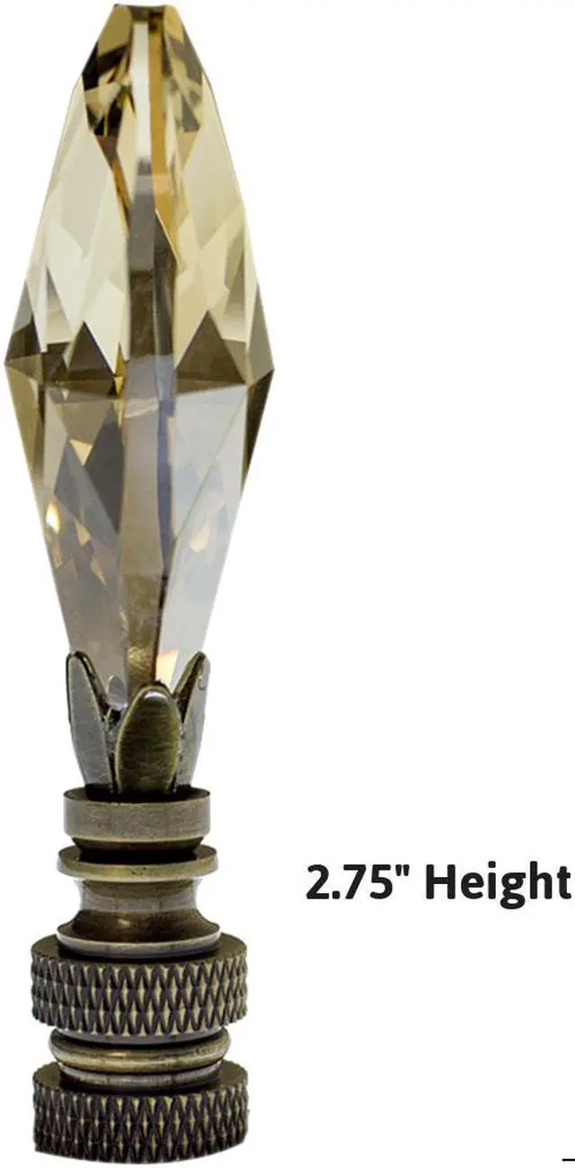 Alt view image 3 of 4 - Stephanov Crystal Fan Pull Large Champagne Teardrops Antique Brass 2.75"h