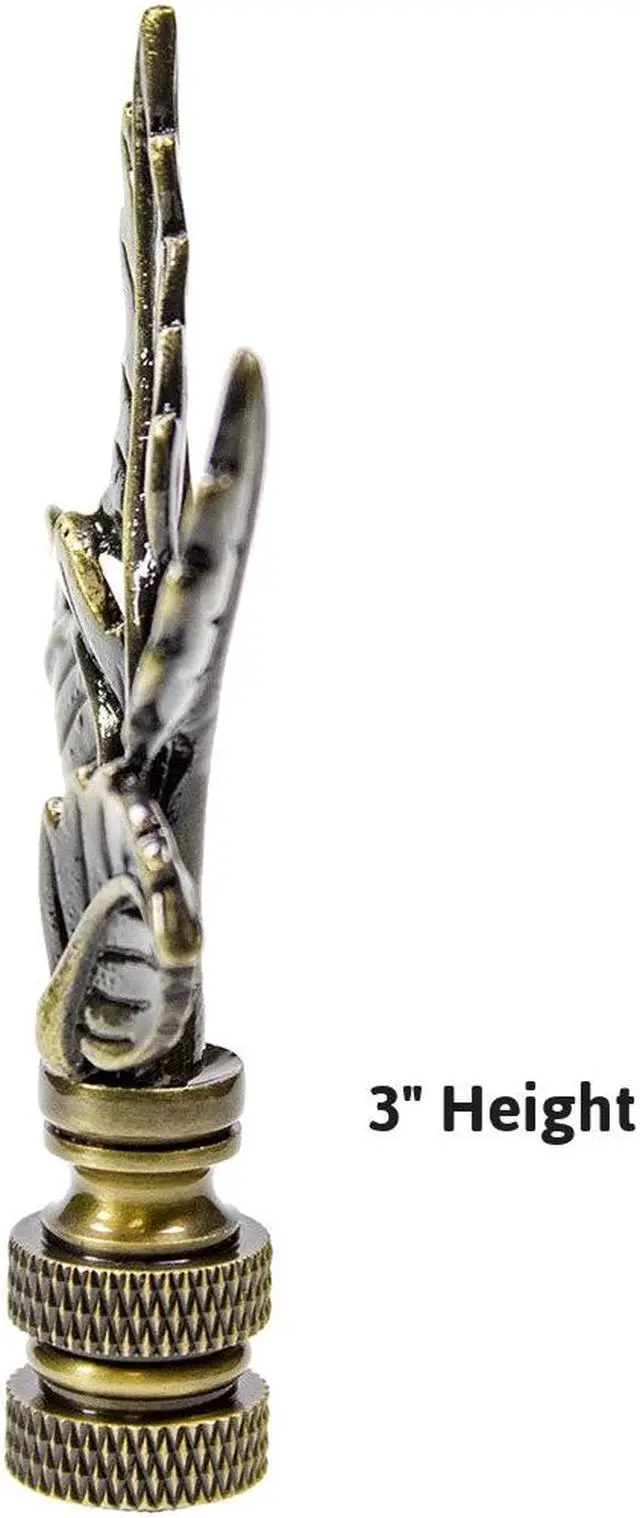 Alt view image 2 of 6 - Leaves Lamp Finial Antique Brass Metal 3"h