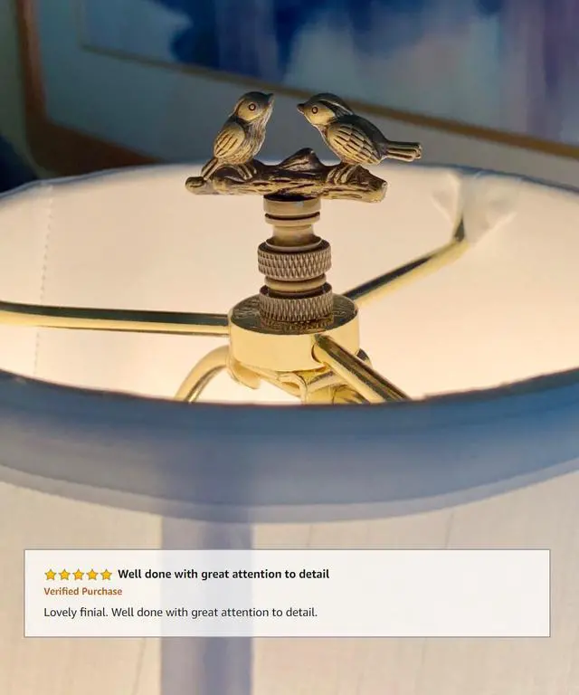 Alt view image 4 of 4 - Songbirds Lamp Finial Antique Brass Metal 1.75"h