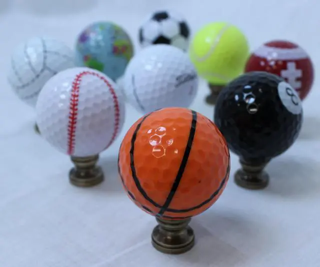 Alt view image 6 of 6 - Basketball Lamp Finial, Orange with Black Lining 2.25"h