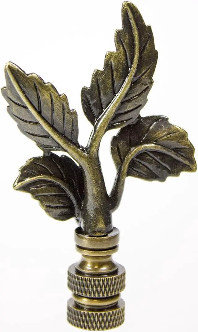 Main image of Leaves Lamp Finial Antique Brass Metal 3"h