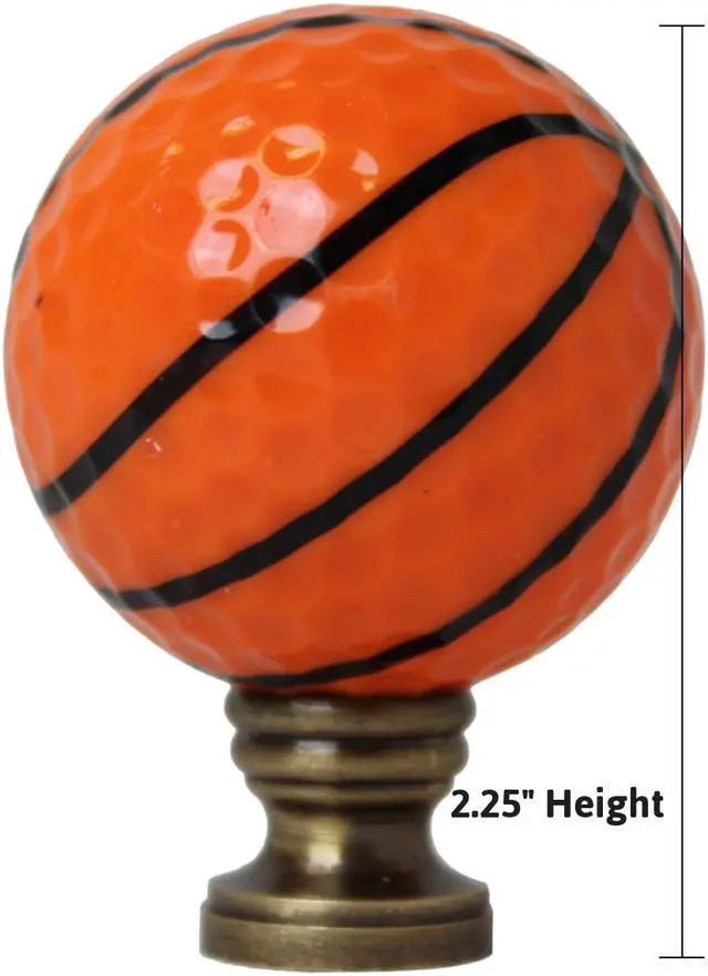Alt view image 2 of 6 - Basketball Lamp Finial, Orange with Black Lining 2.25"h