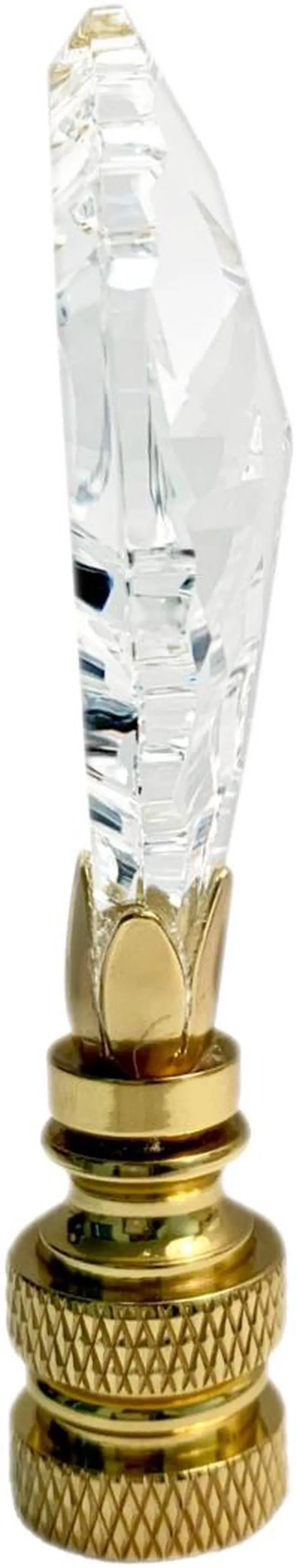 Alt view image 6 of 6 - Crystal Gothic Cross Lamp Finial Polished Brass Knurled Base 2.75"h