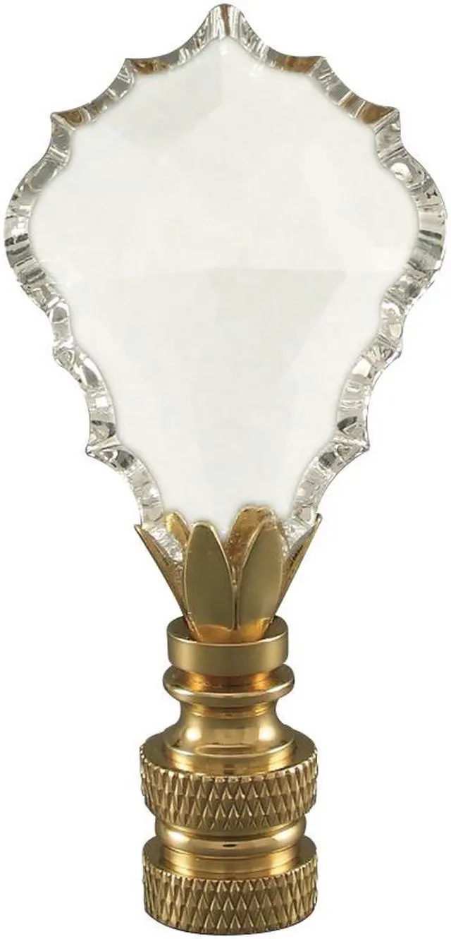 Main image of Crystal Gothic Cross Lamp Finial Polished Brass Knurled Base 2.75"h