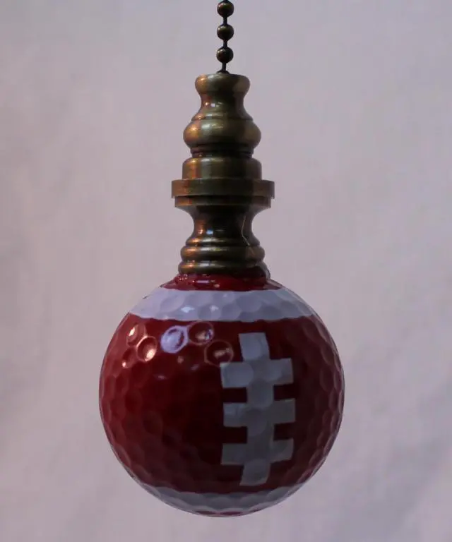 Alt view image 2 of 4 - Football Ceiling Fan Pull, 2.25"h with 12" Antiqued Brass Chain