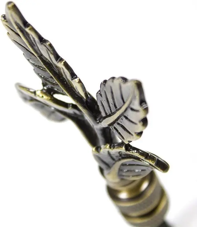 Alt view image 4 of 6 - Leaves Lamp Finial Antique Brass Metal 3"h