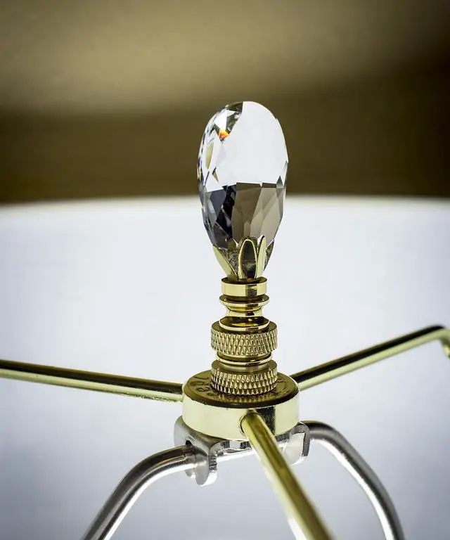 Alt view image 6 of 6 - Stephanov Crystal Small Tear Drop Lamp Finial Polished Brass 2.5"h