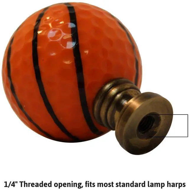 Alt view image 3 of 6 - Basketball Lamp Finial, Orange with Black Lining 2.25"h