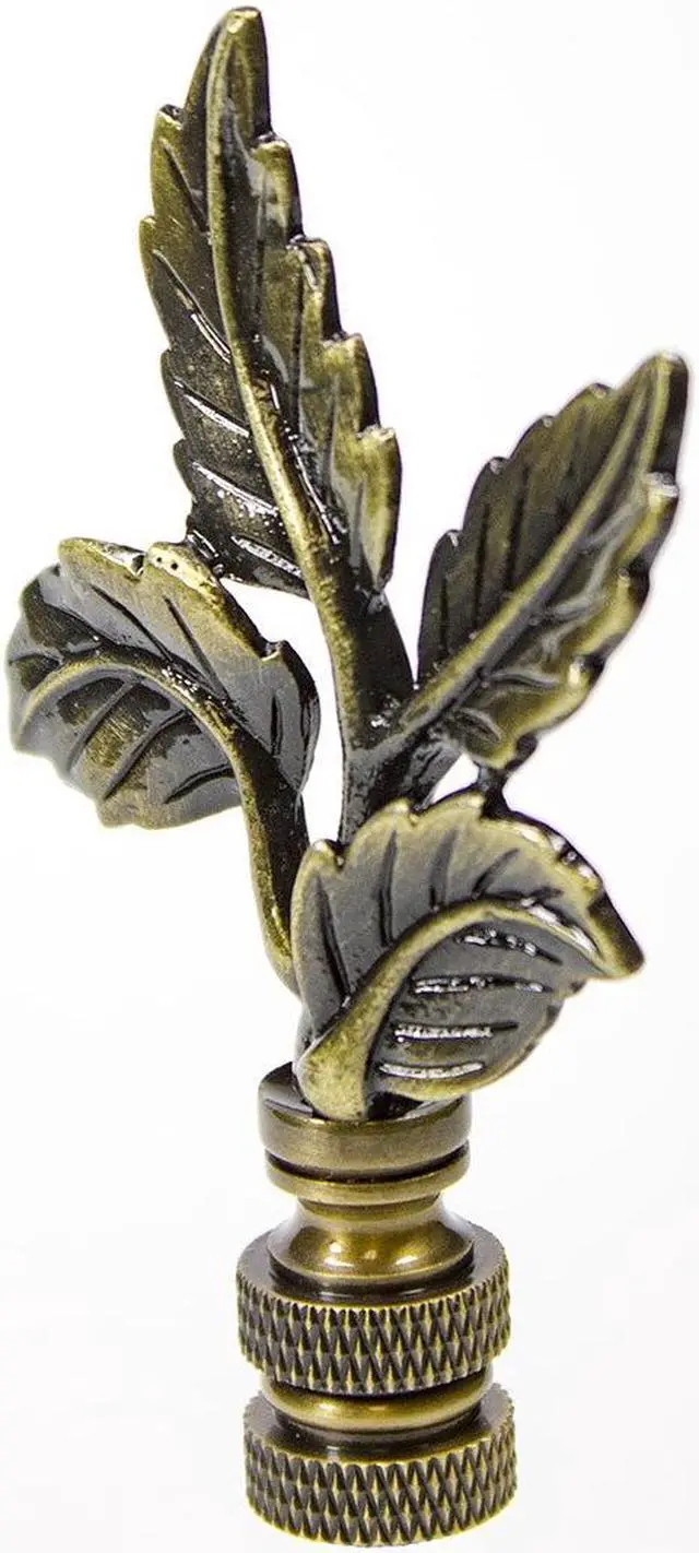 Alt view image 6 of 6 - Leaves Lamp Finial Antique Brass Metal 3"h